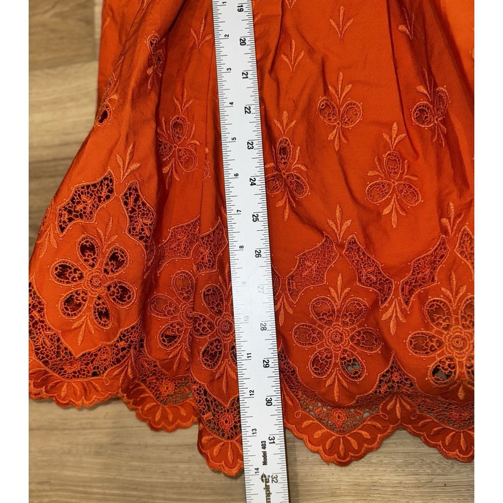 Self Portrait Cinnamon Floral Broderie Puff Sleeve Scallop Mini Dress Size 2 - Picture 10 of 10